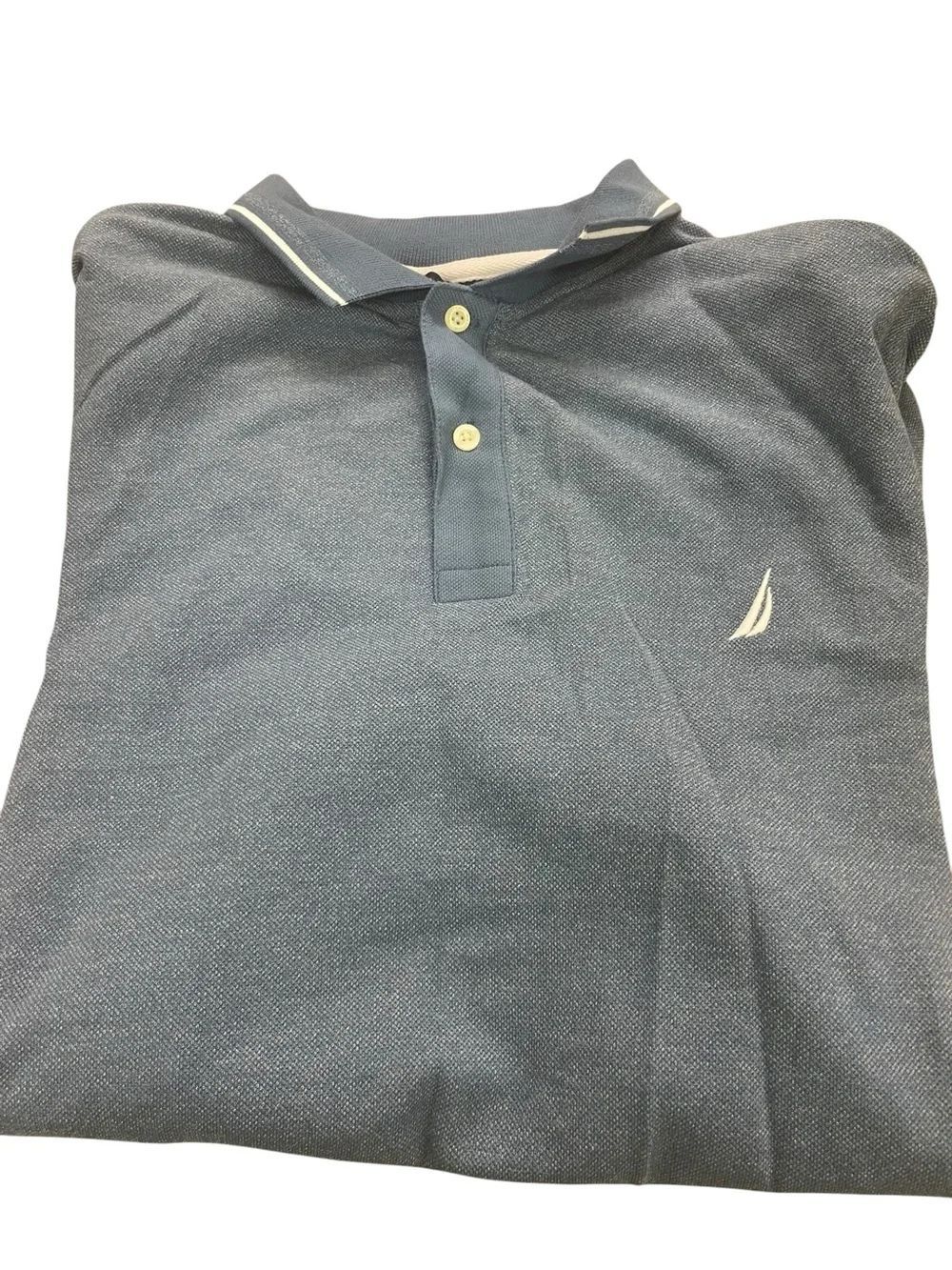 Nautica Men's Slate Blue Polo with White Trim